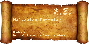 Malkovics Bertalan névjegykártya