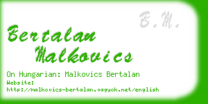 bertalan malkovics business card
